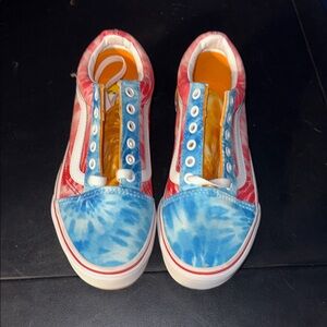 Vans Red and Blue Tie-Dye Shoes